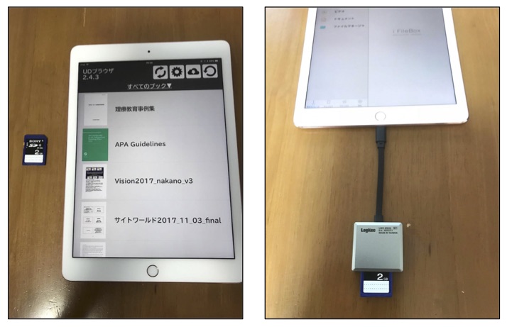 図２　SDカードからiPadへデータを取り込むための装置の写真